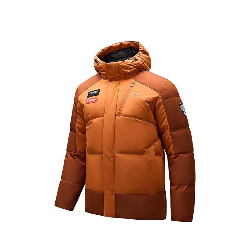 Anta Handwerkskunst Serie Sportlich Lässig Einfarbig Colorblock Kapuzen-Daunenjacke Herren Oberbekleidung Keramikrot Danxia-Orange 152447926N-2 M von Joom DACH