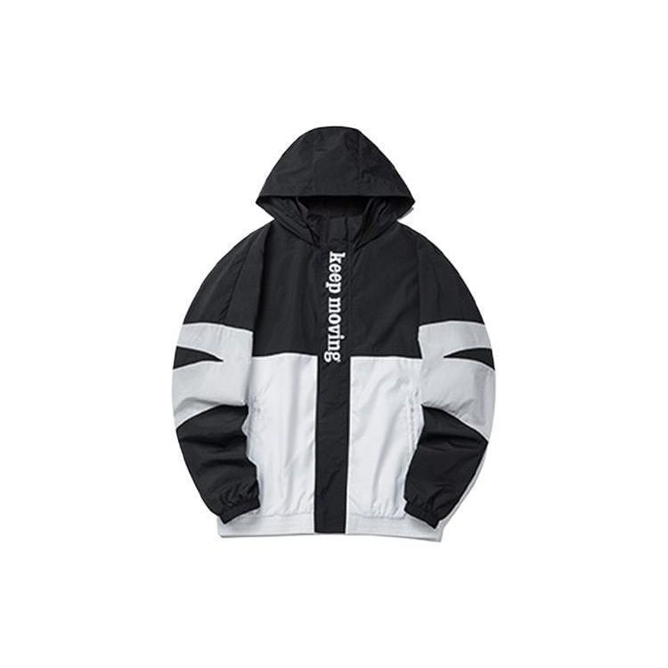 Anta Locker sitzende, lässige, gespleißte Kapuzenjacke aus gewebtem Stoff, Unisex-Jacke, Schwarz 152218601-3 L von Joom DACH