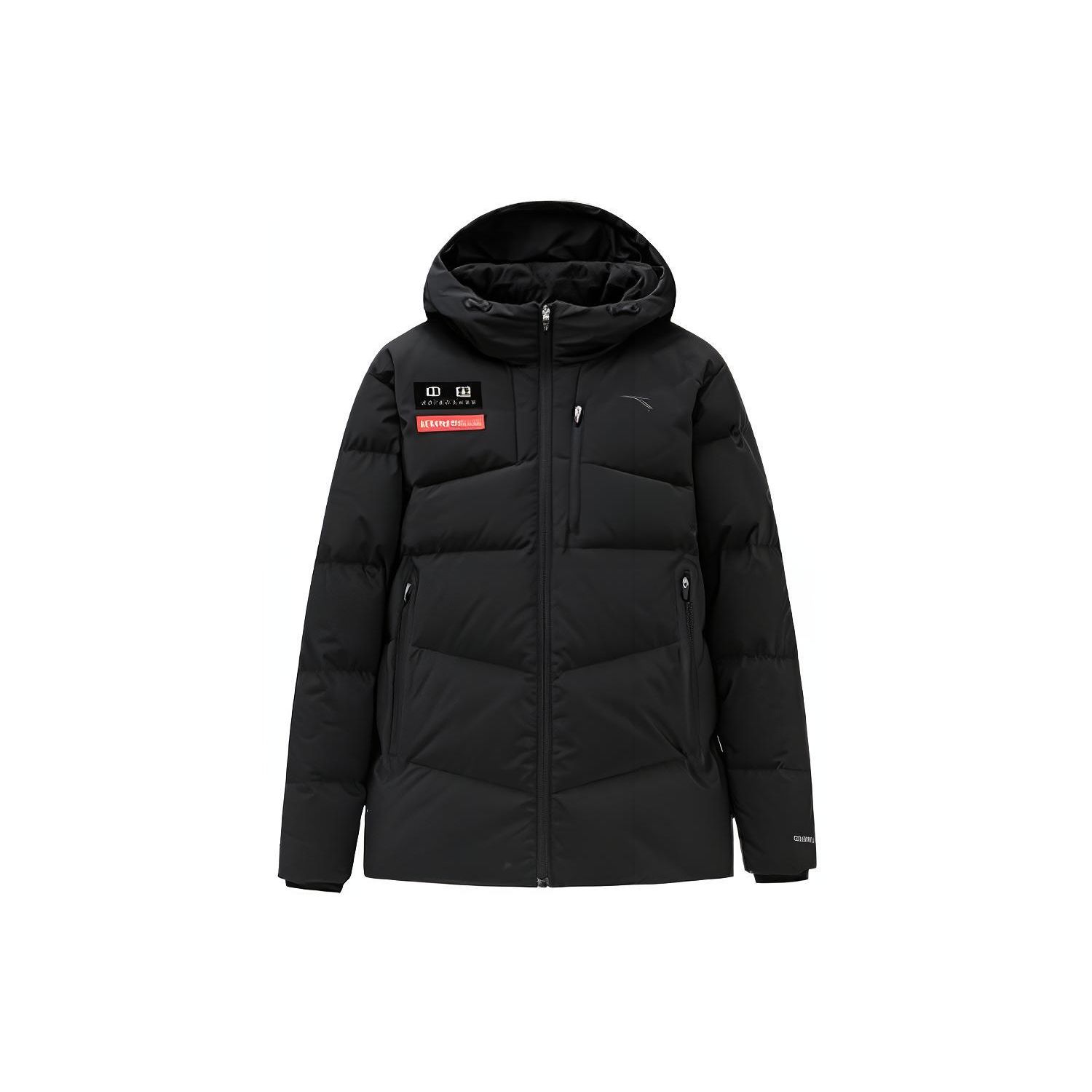 Anta Umfassende Trainingsserie Logo-Print Reißverschluss Kapuzen-Daunenjacke Herren Oberbekleidung Schwarz 152247919-5 M von Joom DACH