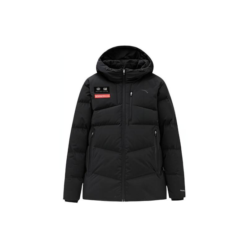Anta Umfassende Trainingsserie Logo-Print Reißverschluss Kapuzen-Daunenjacke Herren Oberbekleidung Schwarz 152247919-5 M von Joom DACH