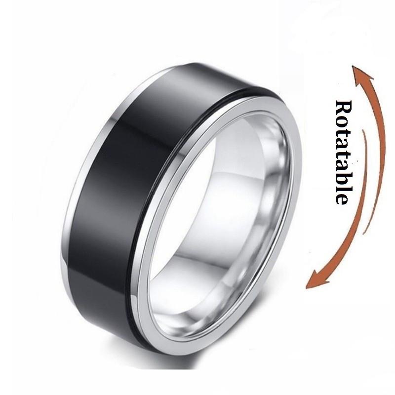 Anti Stress Angst Fidget Spinner Partnerringe Drehen sich frei Schmuck für Männer Frauen Edelstahl Knöchelring Hochzeit Bague 10 von Joom DACH