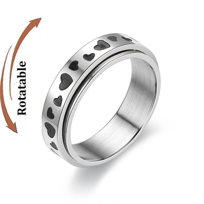 Anti Stress Angst Fidget Spinner Partnerringe Drehen sich frei Schmuck für Männer Frauen Edelstahl Knöchelring Hochzeit Bague 6 von Joom DACH