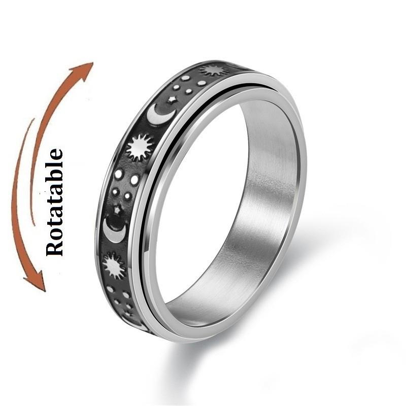 Anti Stress Angst Fidget Spinner Partnerringe Drehen sich frei Schmuck für Männer Frauen Edelstahl Knöchelring Hochzeit Bague 8 von Joom DACH