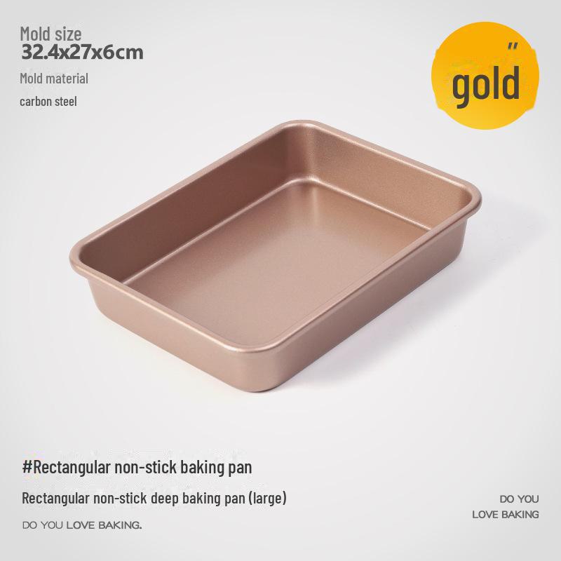 Antihaftbeschichtete rechteckige Backform für Kuchen, Tiramisu, gebackenen Fisch, Hühnchen und Snowflake Crisp Deep dish - Large 32x27 gold von Joom DACH