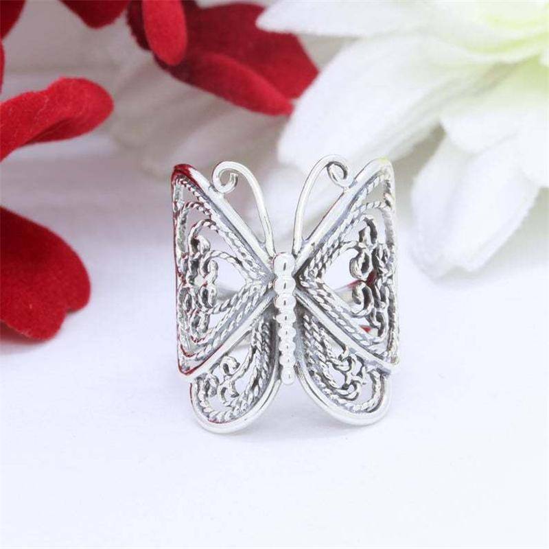 Antik-Gold-Silber-Farbe, hohler Schmetterling, verstellbarer Ring für Frauen, bezaubernder böhmischer Schmuck, Geschenk silber Antik-Gold-Silber-Farbe, hohler Schmetterling, verstellbarer Ring für Frauen, bezaubernder böhmischer Schmuck, Geschenk silber von Joom DACH