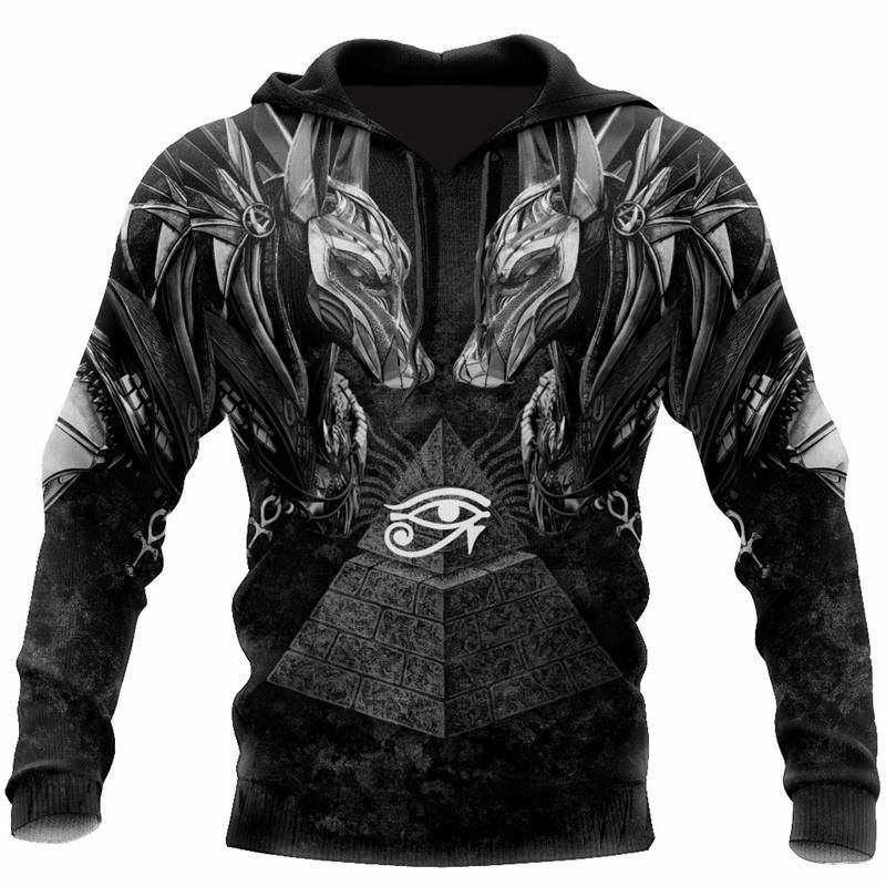 Anubis Ägypten Grafik Hoodie Für Männer Retro 3D Gedruckt Langarm Pullover Frühling Herbst Lose Hoodies Sweatshirt Streetwear Top 2XL von Joom DACH
