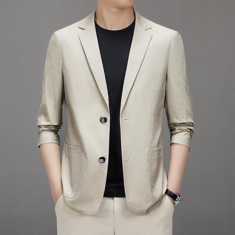 Anzug Frühling und Sommer Dünn Kein Futter Atmungsaktiv Herren Freizeitanzug Koreanischer Stil Leinenanzug 2XL von Joom DACH