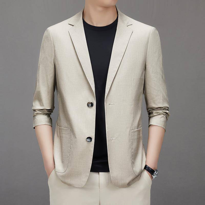 Anzug Frühling und Sommer Dünn Kein Futter Atmungsaktiv Herren Freizeitanzug Koreanischer Stil Leinenanzug 2XL von Joom DACH