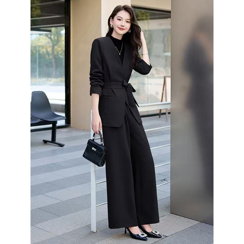 Anzuganzug für Damen, neues Herbsttemperament, professionelles Zweiteiler-Set mit weiten Hosen im Göttinnenstil L von Joom DACH