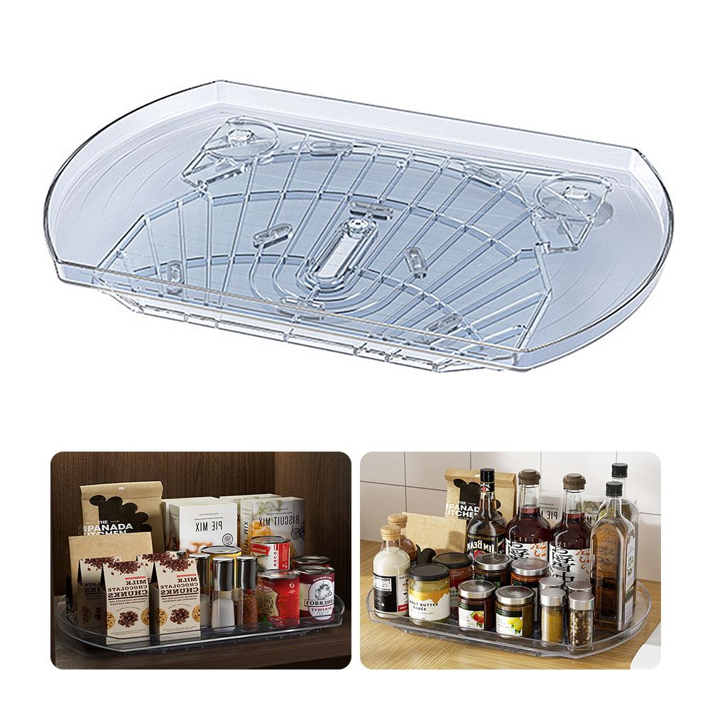 Aoresac 1 Stück Kühlschrank Lazy Susan Organizer 360 Grad Drehteller Gewürzregal Transparent Rechteckig Drehbar 1 pack von Joom DACH