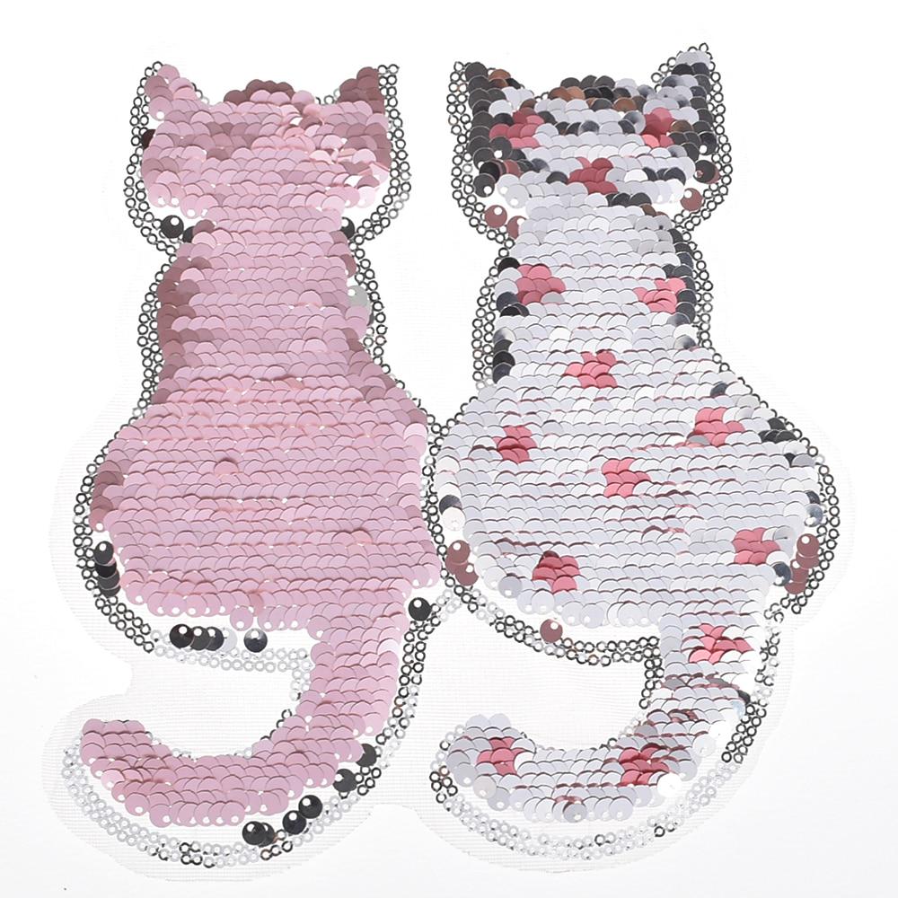 Applikation Kleidung Patch Aufkleber Reversible Änderung Farbe Stickerei Zubehör Handwerk Nähen Katze rosa von Joom DACH