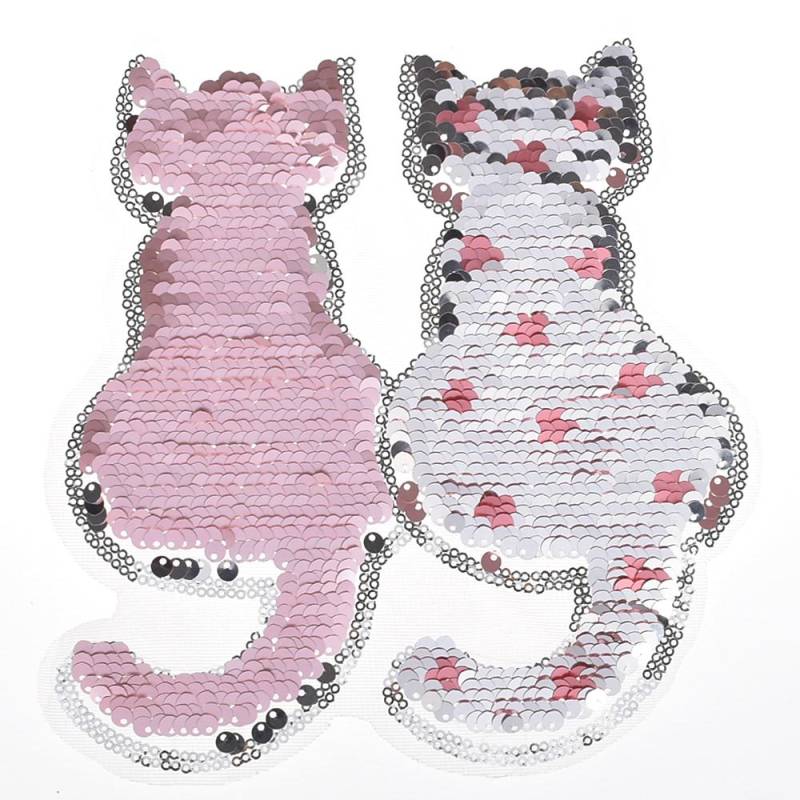 Applikation Kleidung Patch Aufkleber Reversible Änderung Farbe Stickerei Zubehör Handwerk Nähen Katze rosa von Joom DACH