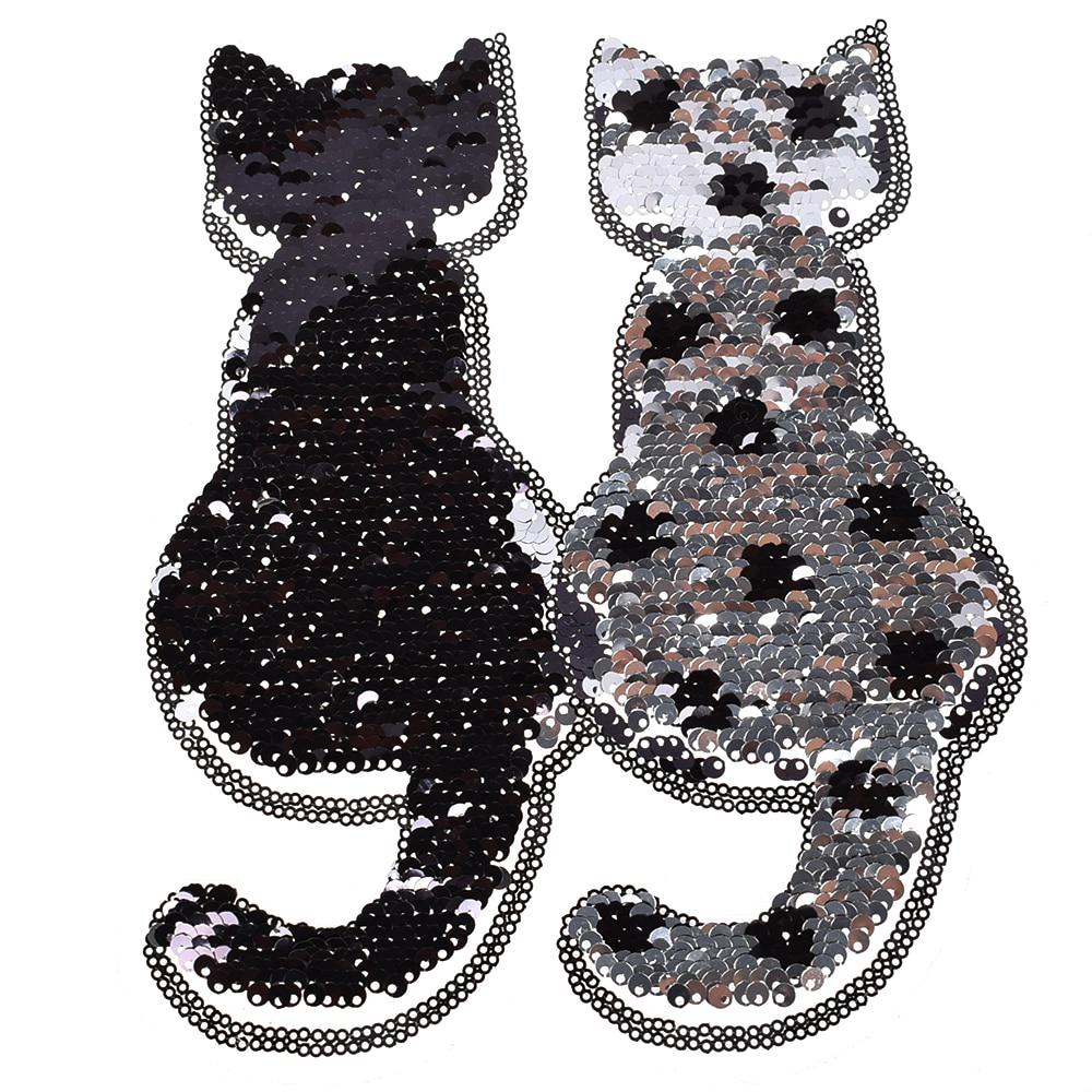 Applikation Kleidung Patch Aufkleber Reversible Änderung Farbe Stickerei Zubehör Handwerk Nähen Katze schwarz von Joom DACH