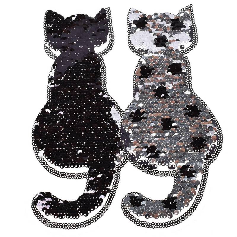 Applikation Kleidung Patch Aufkleber Reversible Änderung Farbe Stickerei Zubehör Handwerk Nähen Katze schwarz von Joom DACH