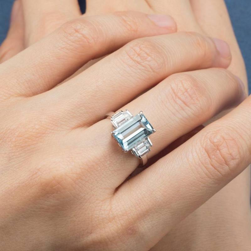 Aquamarin-Blautopas-Ring aus 925er Sterlingsilber für den kleinen Finger – Leichtes, luxuriöses Nischendesign für Frauen Adjustable Open Size Aquamarin-Blautopas-Ring aus 925er Sterlingsilber für den kleinen Finger – Leichtes, luxuriöses Nischendesign für Frauen Adjustable Open Size von Joom DACH