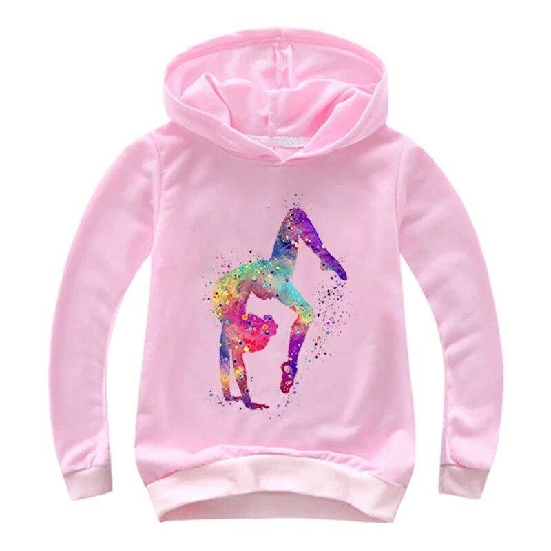 Aquarell Gymnastik Cartoon Hoodies Kinder Jungen Sweatshirts Pullover Oberbekleidung Hoodie Mädchen GYM Streetwear Hoody Jungen Kleidung 150 von Joom DACH