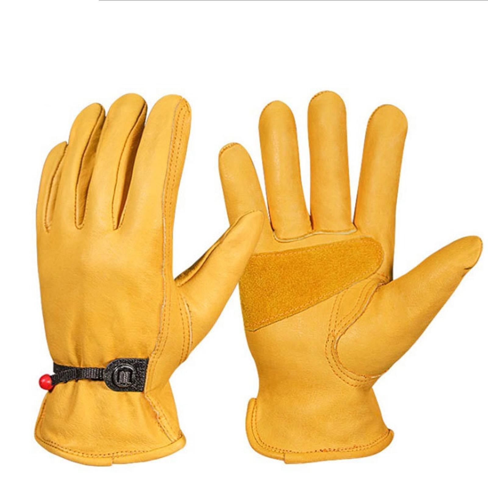 Arbeitshandschuhe Rutschfest Tragbar Verstellbar Weich Schützend Faux-Rindslederhandschuhe für Gartenarbeit L von Joom DACH