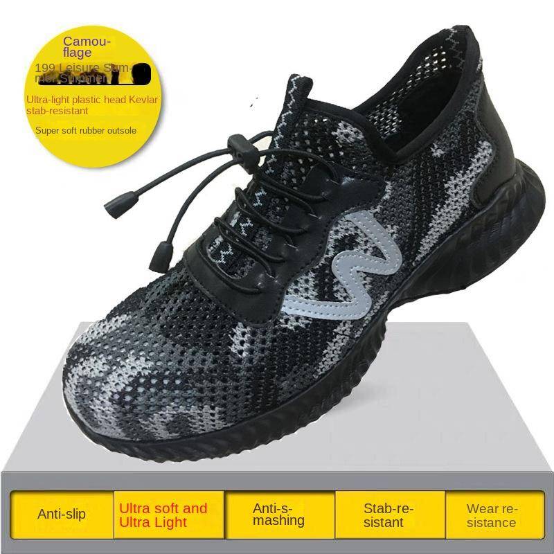 Arbeitsschuhe Herren Atmungsaktive Anti-Smashing Anti-Piercing Kunststoffkopf Arbeiter Fußschutzschuhe 46 von Joom DACH