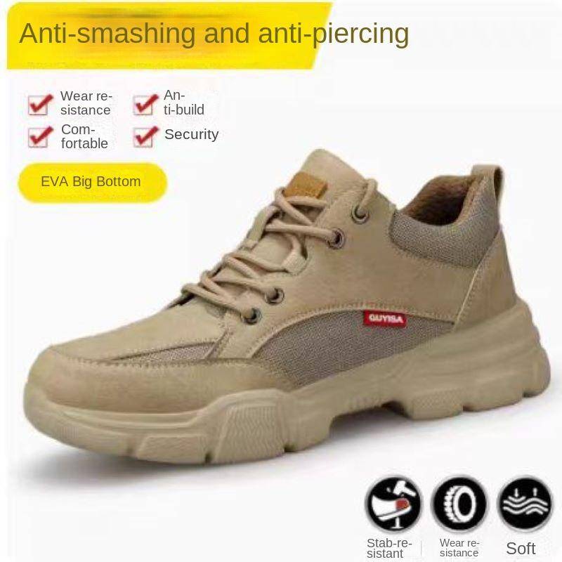 Arbeitsschuhe für Herren, Anti-Smash- und Anti-Piercing-Streifen, Stahlsackkopf, Deodorant, leichte isolierende Arbeitsschuhe 46 von Joom DACH