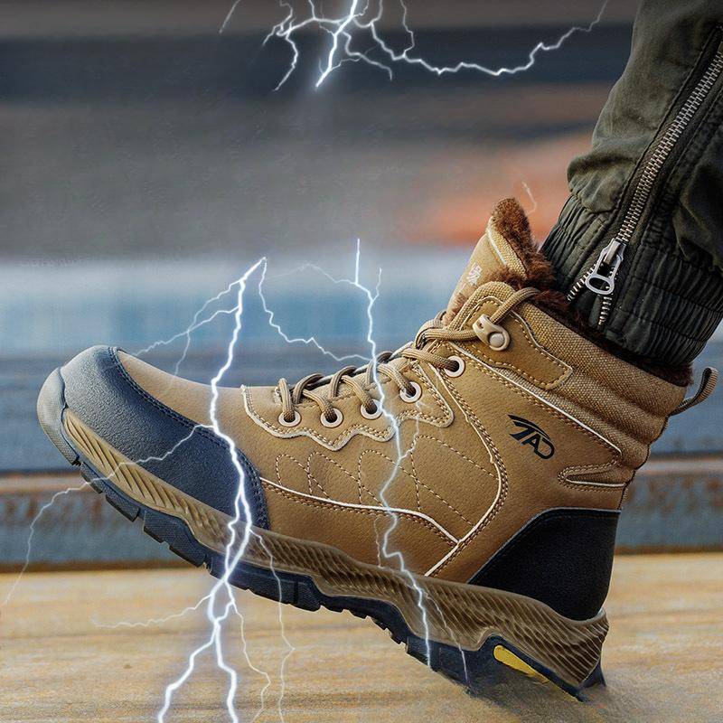 Arbeitsschutzschuhe für Herren, bruch- und durchtrittsicher, leichte Stahlplatte, mit Fleece gefüttert, Sicherheitsschuhe für die Baustelle 46 von Joom DACH