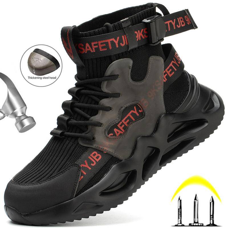 Arbeitsstiefel Herren Damen Sicherheitsstiefel Sicherheitsschuhe mit Stahlkappe Unzerstörbare Schuhe Anti-Smash Leichte Arbeitsschuhe 40 schwarz von Joom DACH