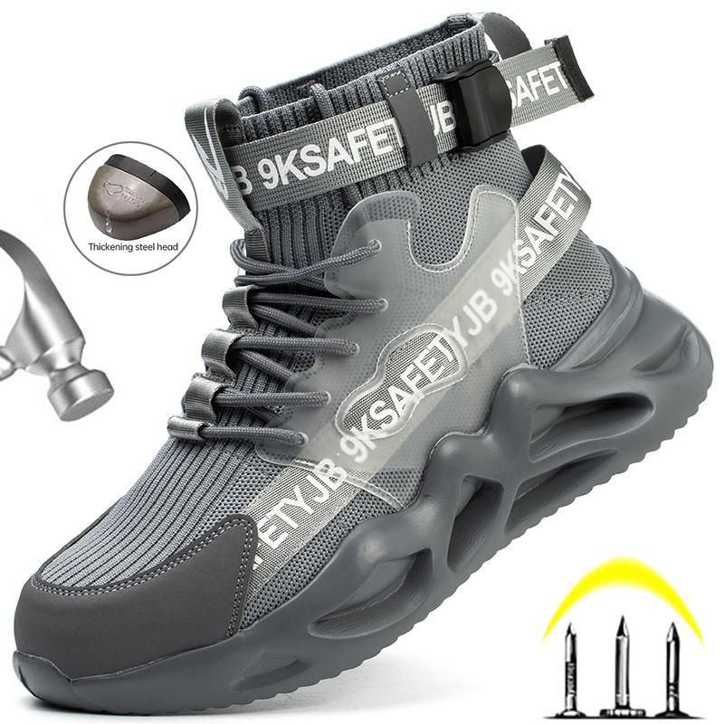Arbeitsstiefel Herren Damen Sicherheitsstiefel Sicherheitsschuhe mit Stahlkappe Unzerstörbare Schuhe Anti-Smash Leichte Arbeitsschuhe 43 grau von Joom DACH