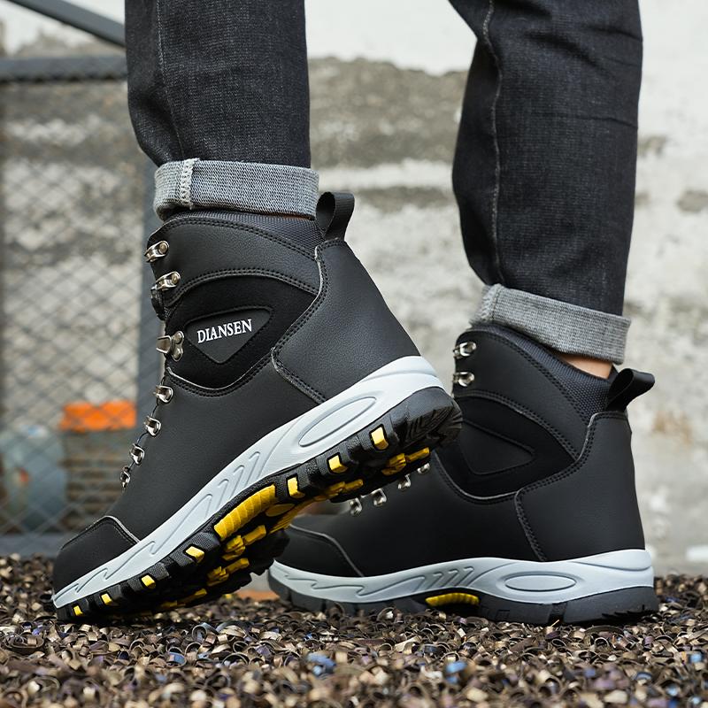 Arbeitsstiefel mit Drehschnalle für Herren, atmungsaktive Sicherheitsschuhe, Sicherheitsschuhe mit Stahlkappe, Marke, unzerstörbare Schuhe, pannensichere Arbeitsschuhe 45 von Joom DACH