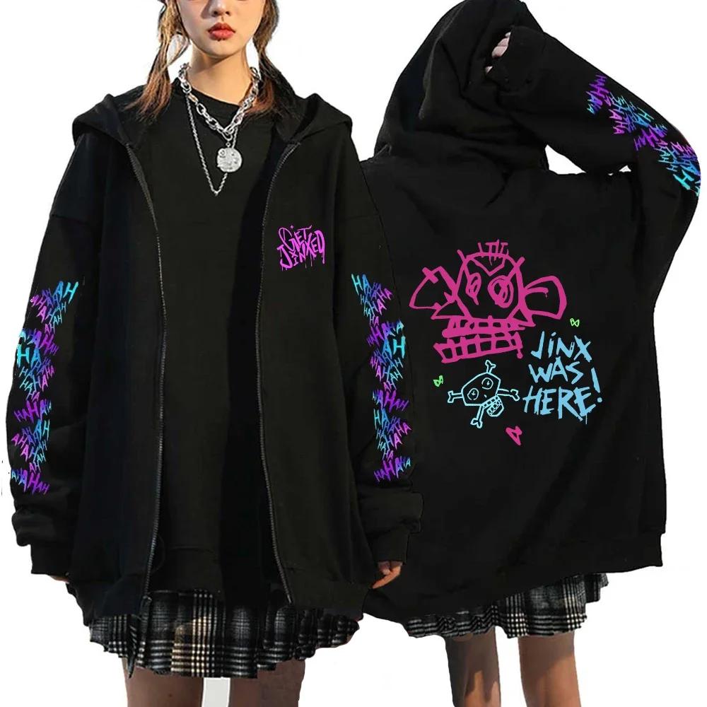 Arcane-Jinx Reißverschluss-Hoodie Affen-Graffiti Zip-Up Jacke Herren Damen Spieleliebhaber Beliebte Sweatshirts HipHop Streetwear Pullover Geschenk M von Joom DACH