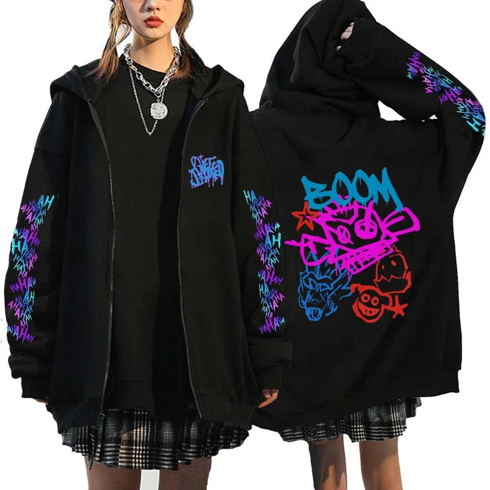 Arcane-Jinx Reißverschluss-Hoodie Affen-Graffiti Zip-Up Jacke Herren Damen Spieleliebhaber Beliebte Sweatshirts HipHop Streetwear Pullover Geschenk XL von Joom DACH