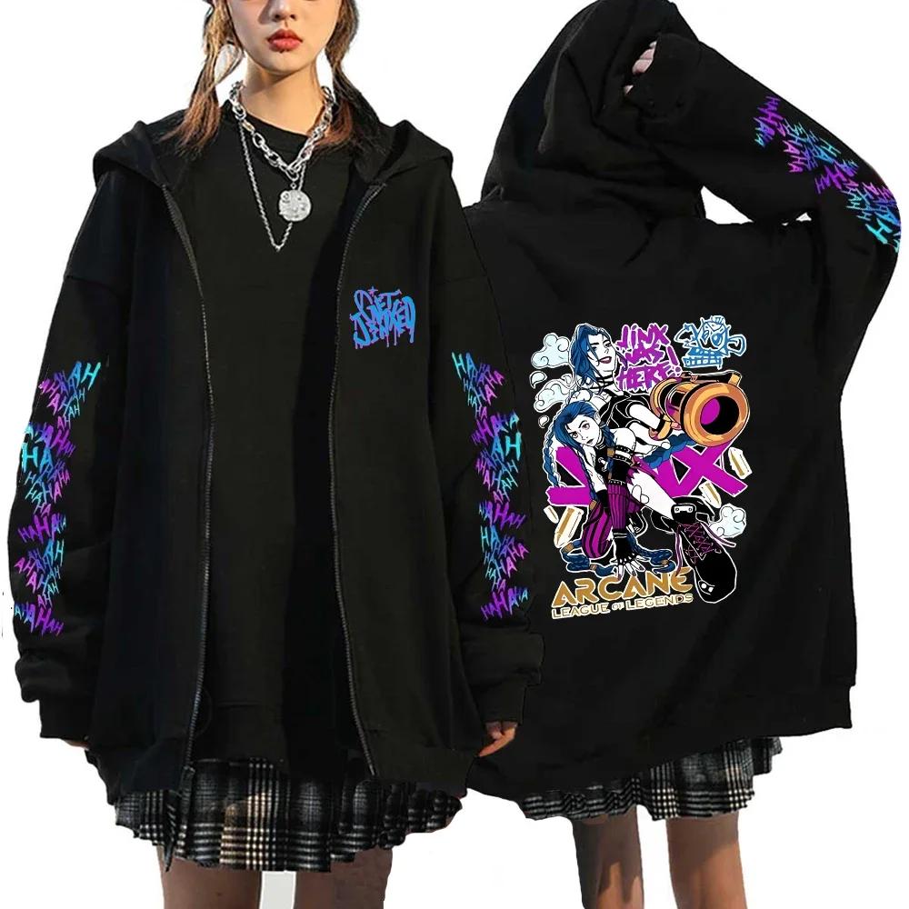 Arcane-Jinx Reißverschluss-Hoodie Affen-Graffiti Zip-Up Jacke Herren Damen Spieleliebhaber Beliebte Sweatshirts HipHop Streetwear Pullover Geschenk XS von Joom DACH