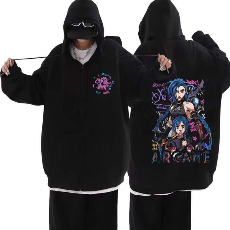 Arcane Jinx Zip Up Jacken Boom Game Lovers Graffiti Hoodies Harajuku Männer Frauen Casual Langarm Sweatshirt Hip Hop Hoodies & Sweatshirts Damen L von Joom DACH
