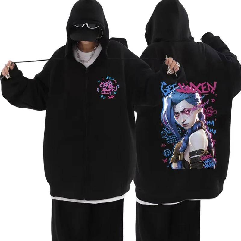 Arcane Jinx Zip Up Jacken Boom Game Lovers Graffiti Hoodies Harajuku Männer Frauen Casual Langarm Sweatshirt Hip Hop Hoodies & Sweatshirts Damen L von Joom DACH