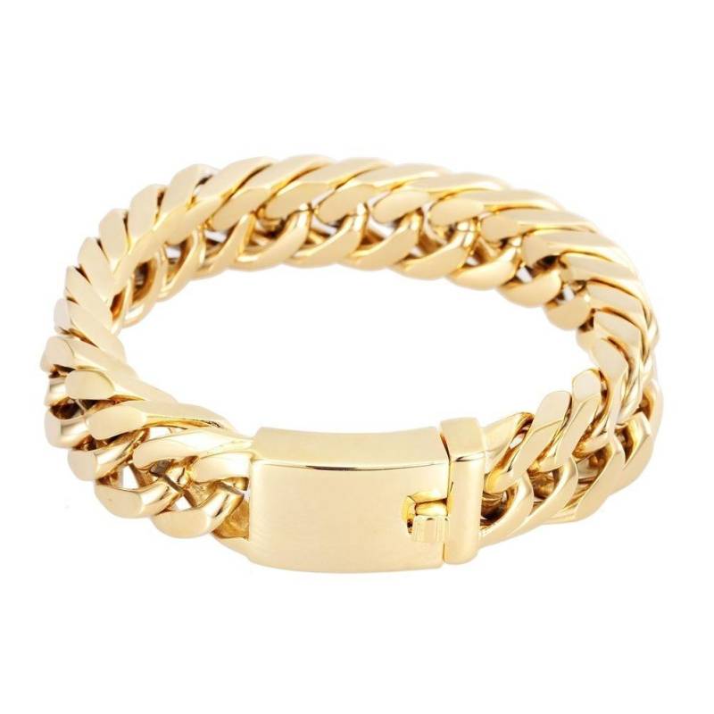 Armband Gold Vintage Hip Pop Schmuck Geschenk Edelstahl Mode Armreif Männer Frauen Cuban Punk Chain Link Zubehör gold von Joom DACH