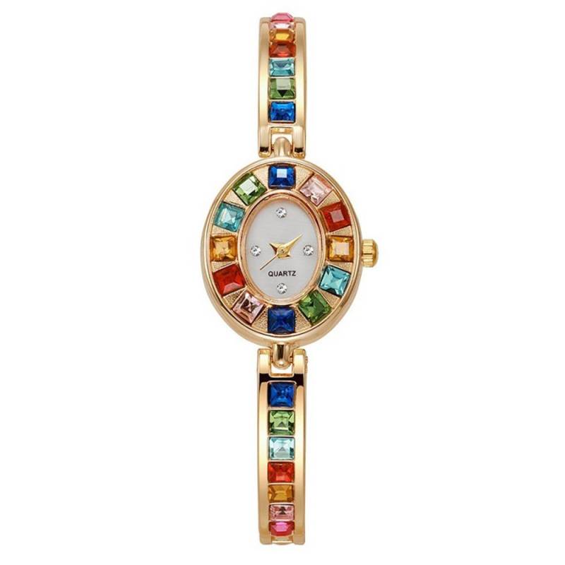 Armbanduhr Quarz Armbanduhren Bunte Damen Armbanduhr Runde Quarzuhr Weiblich gold von Joom DACH