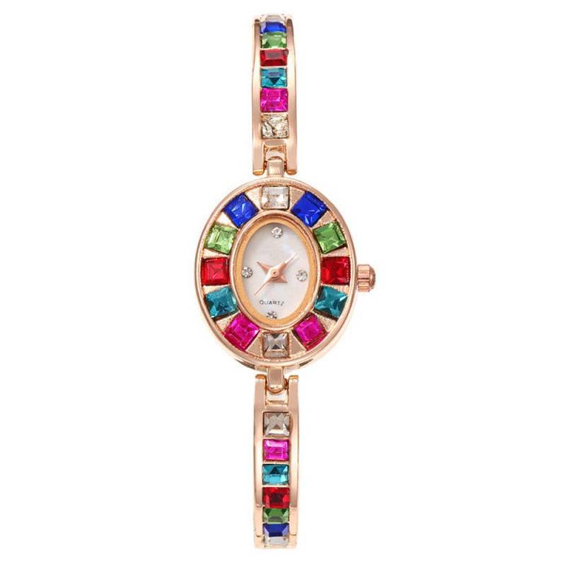 Armbanduhr Quarz Armbanduhren Bunte Damen Armbanduhr Runde Quarzuhr Weiblich rose gold von Joom DACH