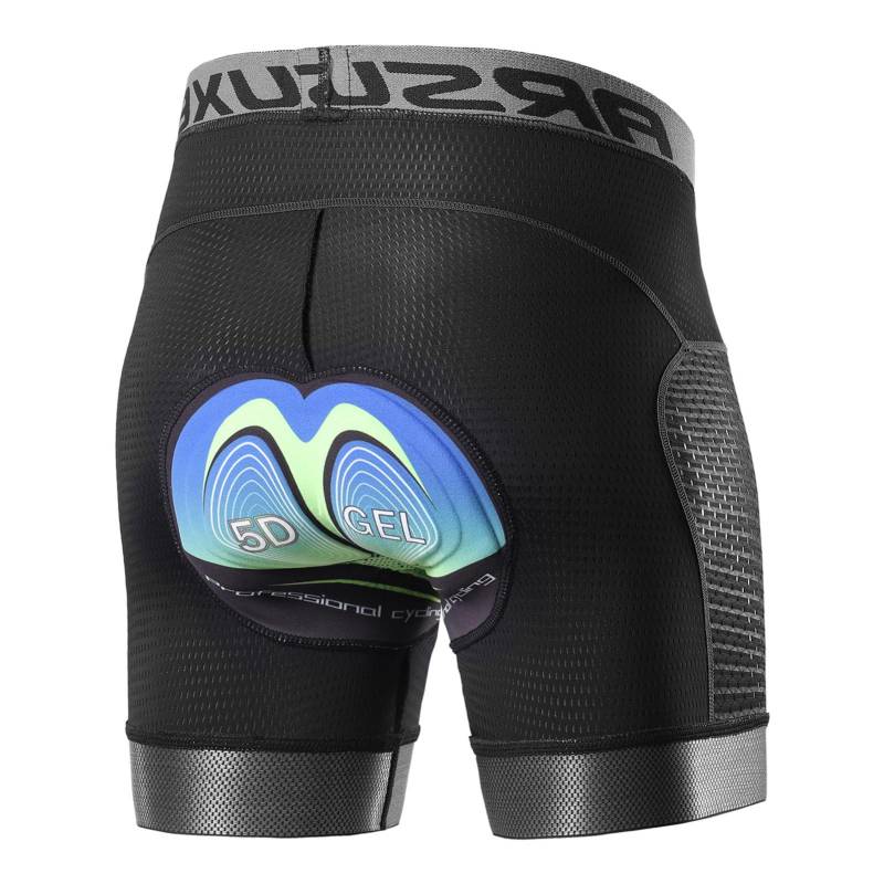 Arsuxeo Herren Fahrrad-Unterwäsche, Shorts, 5D-Gel-gepolstert, schnell trocknend, MTB, Fahrrad, Reitshorts L schwarz von Joom DACH