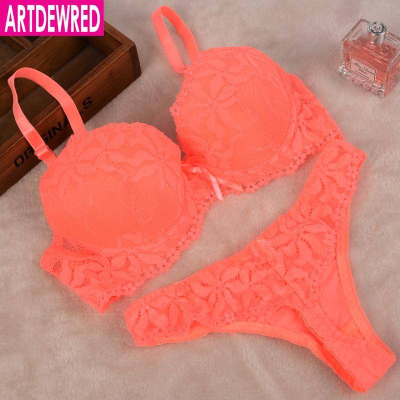 Artdewred BC Tanga-BH-Set, Push-Up-Spitze, Damen-Unterwäsche, Höschen-Set, Set mit G-String-BH und Slip-Sets 32C schwarz von Joom DACH
