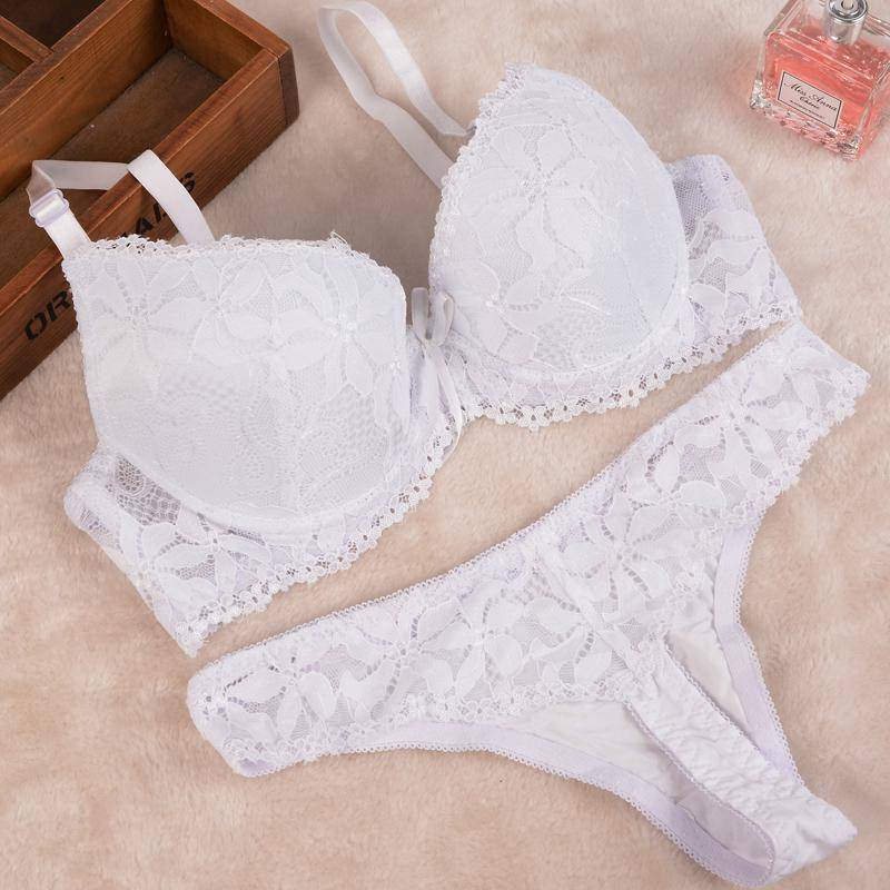 Artdewred BC Tanga-BH-Set, Push-Up-Spitze, Damen-Unterwäsche, Höschen-Set, Set mit G-String-BH und Slip-Sets 38B weiß von Joom DACH