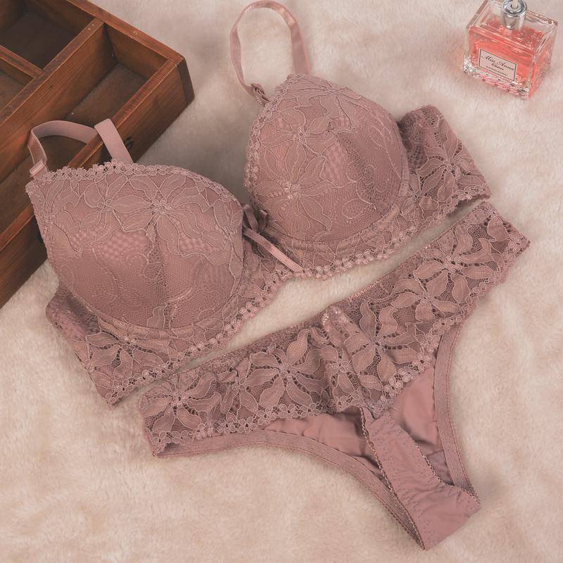 Artdewred BC Tanga-BH-Set, Push-Up-Spitze, Damen-Unterwäsche, Höschen-Set, Set mit G-String-BH und Slip-Sets 38B braun von Joom DACH