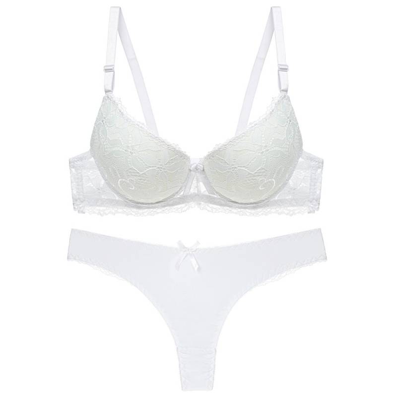 Artdewred Spitzen-Push-Up-BH und Höschen-Set für Damen, Unterwäsche-Sets, Intimates, Stickerei, BH-Slip-Sets 75B weiß von Joom DACH