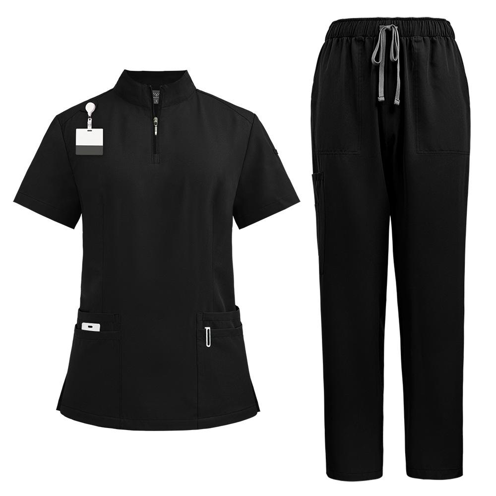 Arzt, Krankenschwester, OP-Uniform, Damen-Peeling-Set, Schönheitssalon, Arbeitskleidung, Klinik-Peelings, Oberteil und Hose, Spa, Pflege-Tunika-Anzug XXL schwarz von Joom DACH