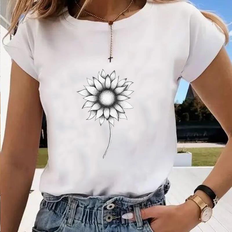 Asiatische Größe-Druck Grafik T-Shirt Schmetterling Stil Trend 90er Jahre Lässige Damenbekleidung Sommer Top Damen Damen T Mode Kurzarm T-Shirt 4XL von Joom DACH