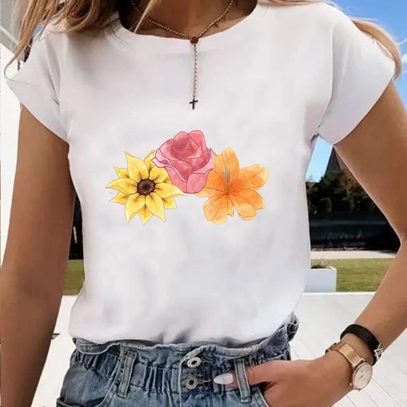 Asiatische Größe-Druck Grafik T-Shirt Schmetterling Stil Trend 90er Jahre Lässige Damenbekleidung Sommer Top Damen Damen T Mode Kurzarm T-Shirt 4XL von Joom DACH