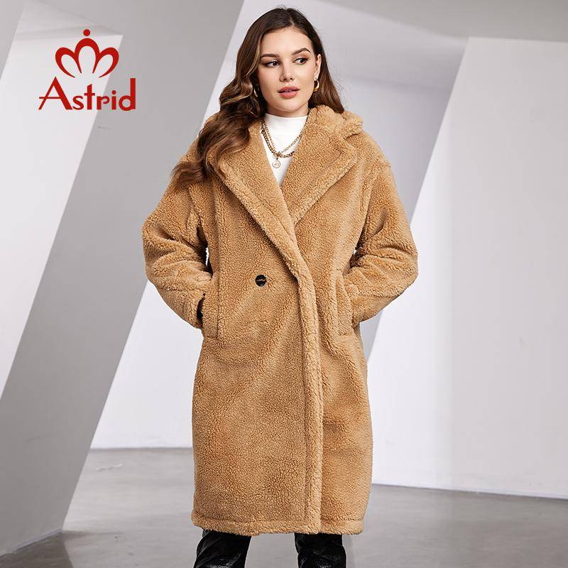 Astrid 2024 Lange Winter Frauen Teddy Mantel Pelz Jacke Stilvolle Weibliche Mode Dicke Warme Casual Mädchen DN14 L kamelfarben von Joom DACH