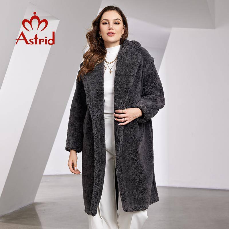 Astrid 2024 Lange Winter Frauen Teddy Mantel Pelz Jacke Stilvolle Weibliche Mode Dicke Warme Casual Mädchen DN14 S dunkelgrau von Joom DACH