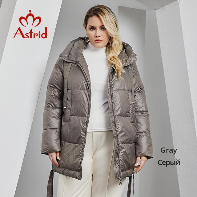 Astrid Damen Winterjacke 2025 Übergröße Bio-Daunenjacken Kapuzen-Steppmantel Damen Parka Damenbekleidung Geschlitzter Saum Schnürung AR-7605 XXXL braun von Joom DACH