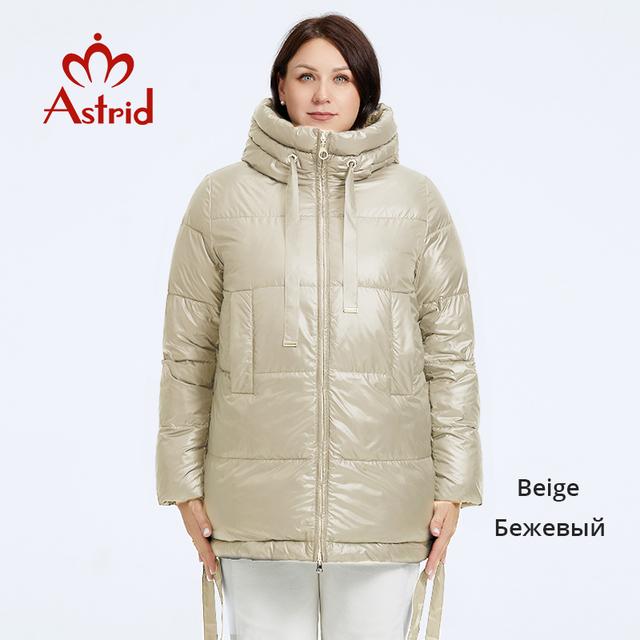 Astrid Damen Winterjacke 2025 Übergröße Bio-Daunenjacken Kapuzen-Steppmantel Damen Parka Damenbekleidung Geschlitzter Saum Schnürung AR-7605 XXL beige von Joom DACH