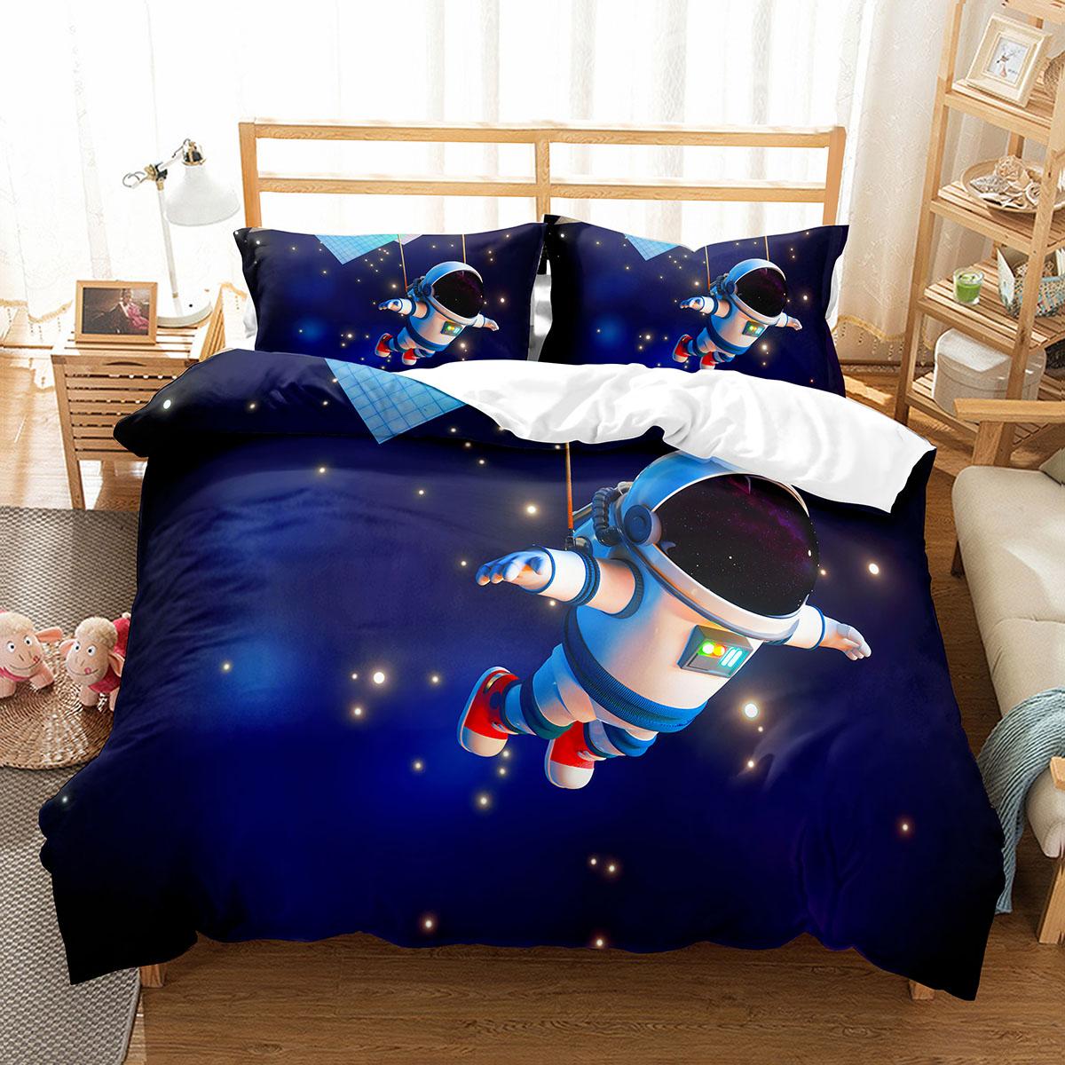 Astronaut Skateboard Bettbezug Set King Queen Full Size Für Kinder Jungen Mädchen Bettwäsche Set Cartoon Stil Polyester Steppdeckenbezug EU single(135x200cm) von Joom DACH