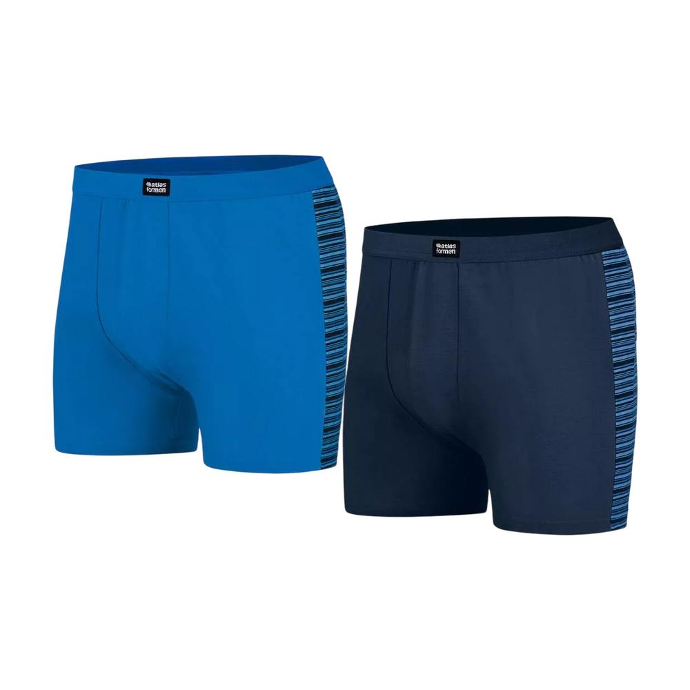 Atlas For Men Herren gemusterte Boxershorts (2er-Pack) XL navy blau/blau von Joom DACH