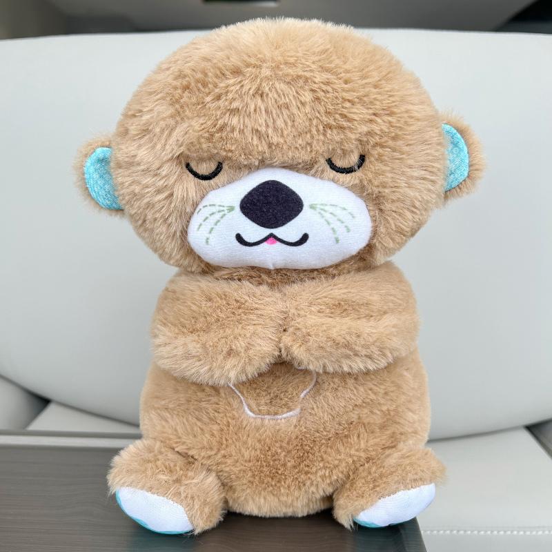 Atmende Otter Schlaf- und Spielkamerad Koala Otter Musikalisches Stofftier Baby Plüschtier mit Licht Ton Neugeborenen Sensorischer Komfort Babygeschenk 25cm-30cm von Joom DACH